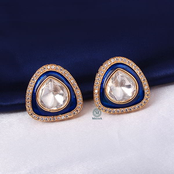 Jasmira Sapphire Blue Polki Small Studs