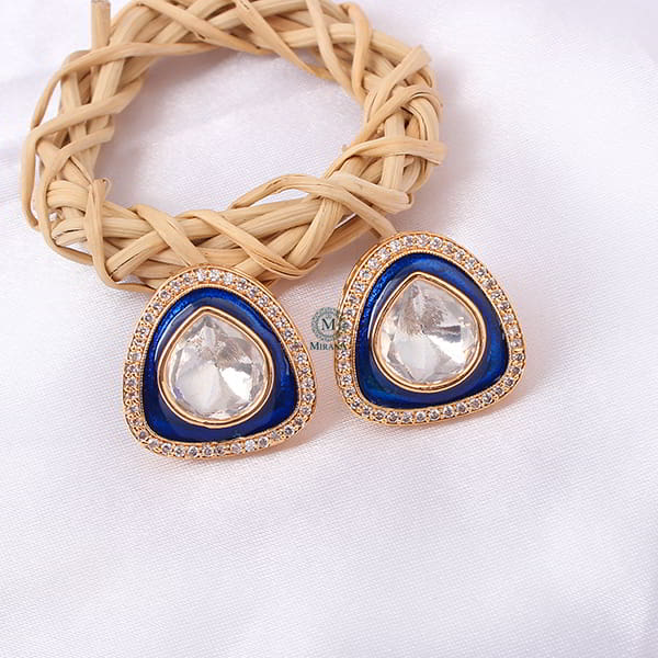 Jasmira Sapphire Blue Polki Small Studs