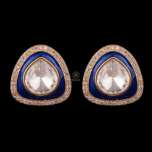 Jasmira Sapphire Blue Polki Small Studs