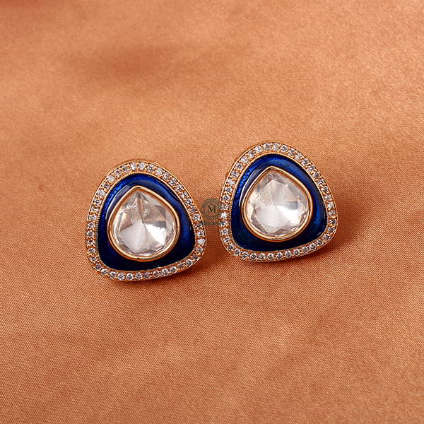 Jasmira Sapphire Blue Polki Small Studs