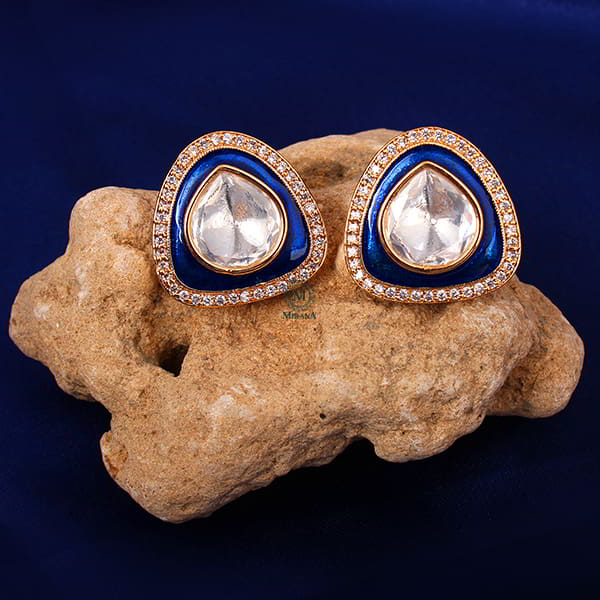Jasmira Sapphire Blue Polki Small Studs
