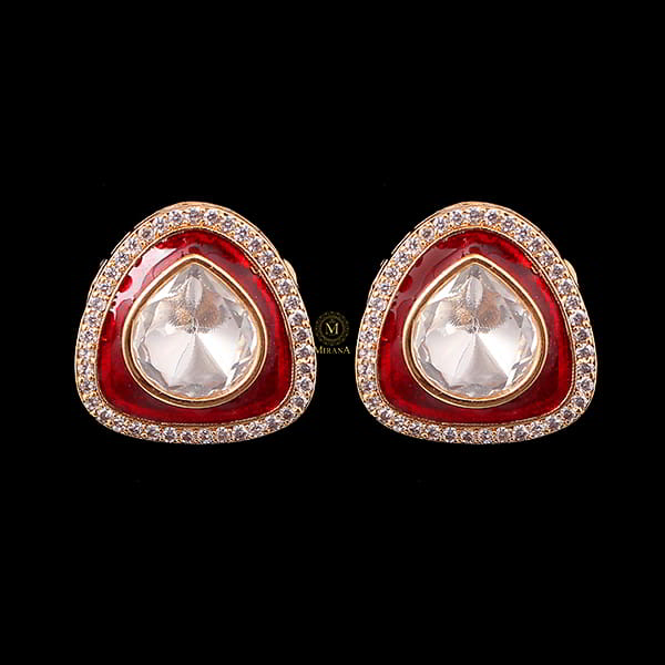 Jasmira Red Polki Small Studs