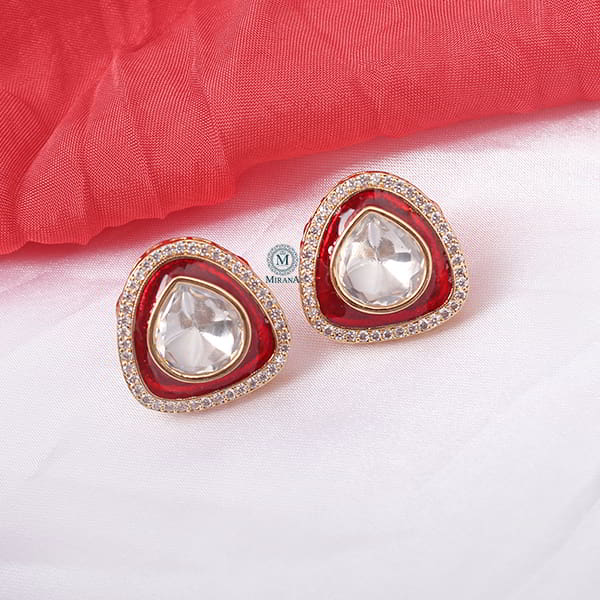 Jasmira Red Polki Small Studs