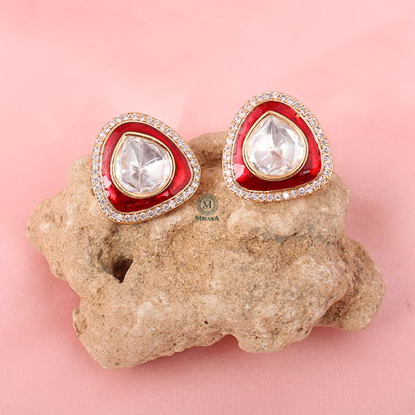 Jasmira Red Polki Small Studs