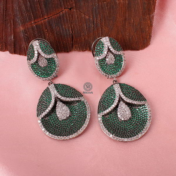 Jina Emerald Green Colour Designer Earrings