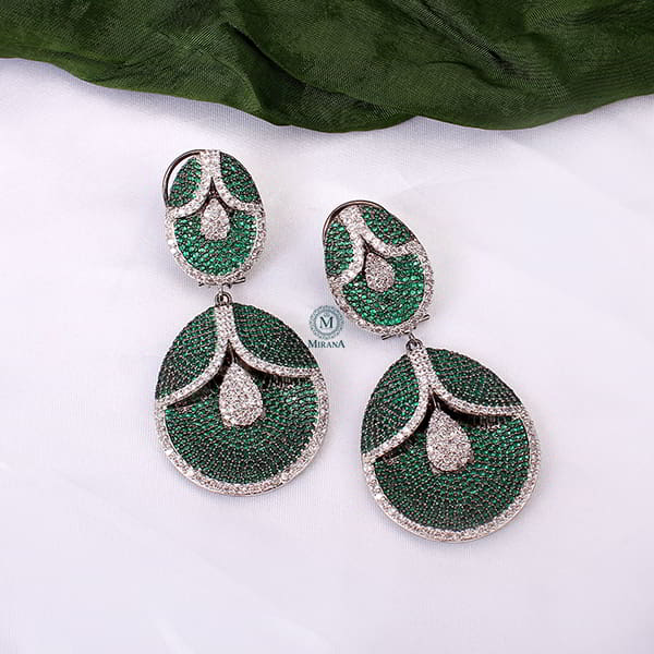 Jina Emerald Green Colour Designer Earrings