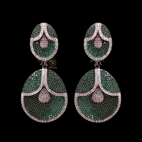 Jina Emerald Green Colour Designer Earrings