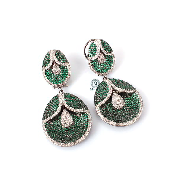 Jina Emerald Green Colour Designer Earrings