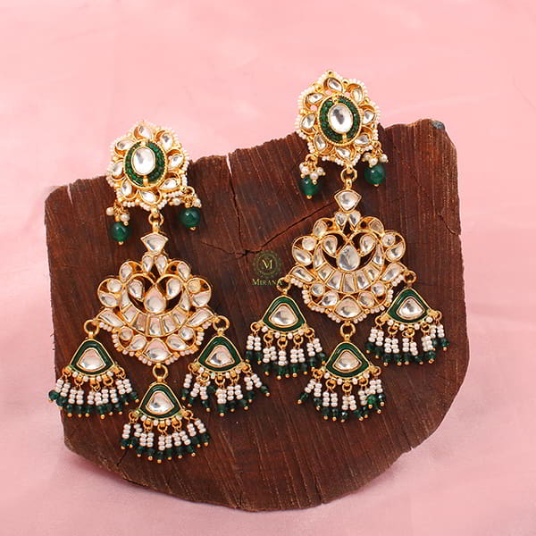 Anika Emerald Green Paachi Kundan Earrings