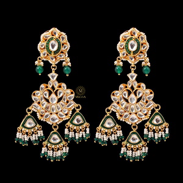 Anika Emerald Green Paachi Kundan Earrings