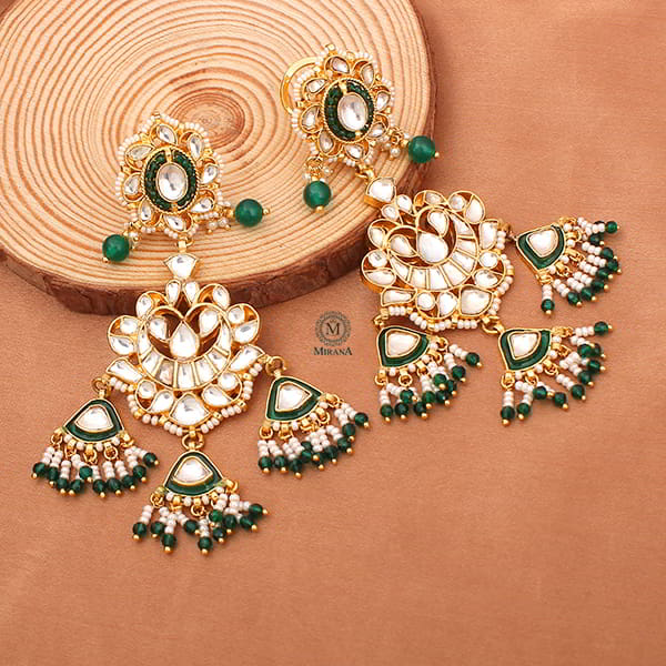 Anika Emerald Green Paachi Kundan Earrings