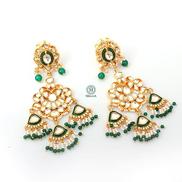 Anika Emerald Green Paachi Kundan Earrings