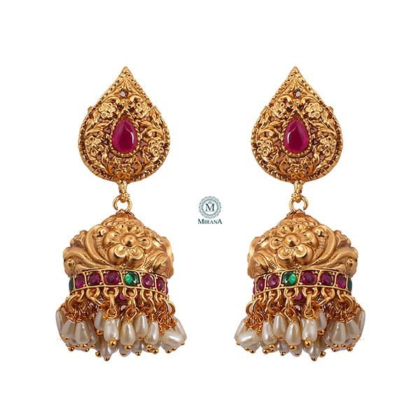 Deetya Ruby Green Antique Designer Earrings