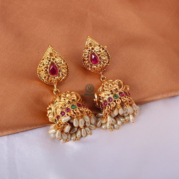 Deetya Ruby Green Antique Designer Earrings