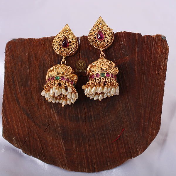 Deetya Ruby Green Antique Designer Earrings