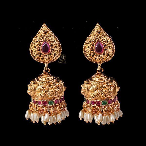 Deetya Ruby Green Antique Designer Earrings