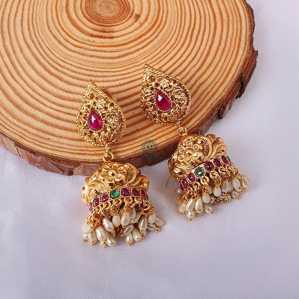 Deetya Ruby Green Antique Designer Earrings