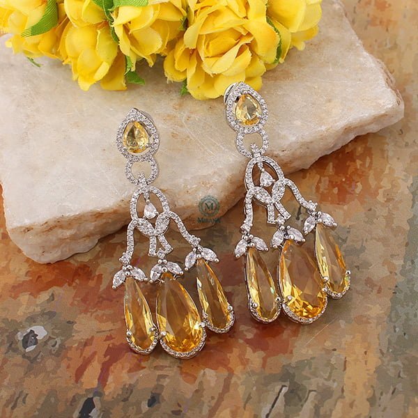 Tipsy Yellow Sapphire Cocktail CZ Earrings