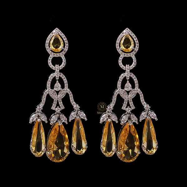 Tipsy Yellow Sapphire Cocktail CZ Earrings