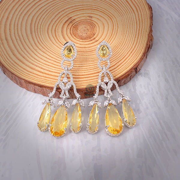 Tipsy Yellow Sapphire Cocktail CZ Earrings