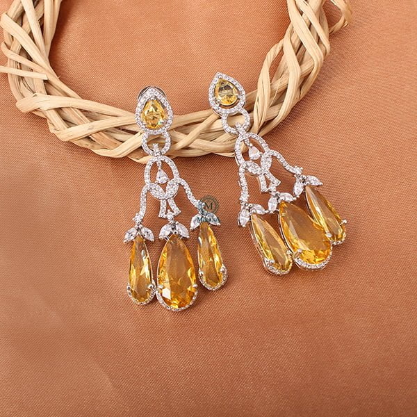 Tipsy Yellow Sapphire Cocktail CZ Earrings