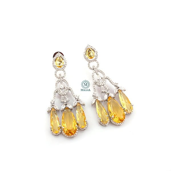 Tipsy Yellow Sapphire Cocktail CZ Earrings