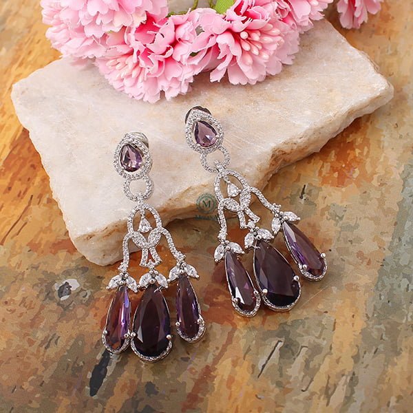 Tipsy Lavender Cocktail CZ Earrings