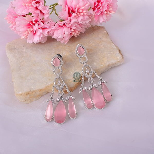 Tipsy Pastel Pink Cocktail CZ Earrings