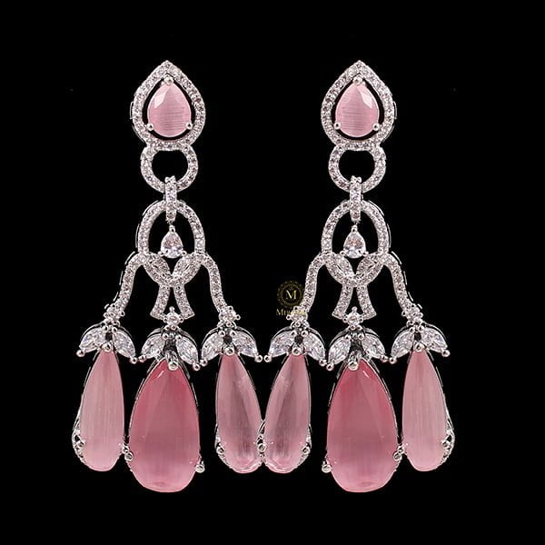 Tipsy Pastel Pink Cocktail CZ Earrings