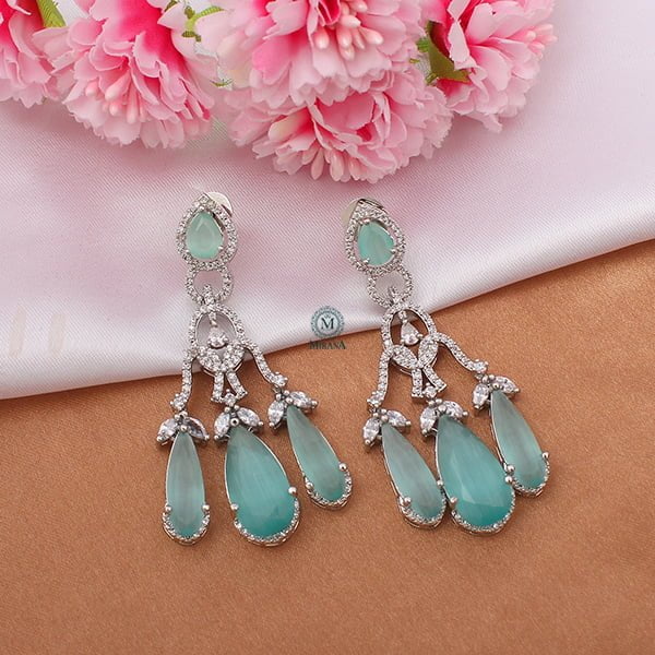 Tipsy Sea Blue Cocktail CZ Earrings