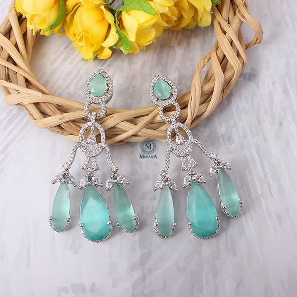 Tipsy Sea Blue Cocktail CZ Earrings