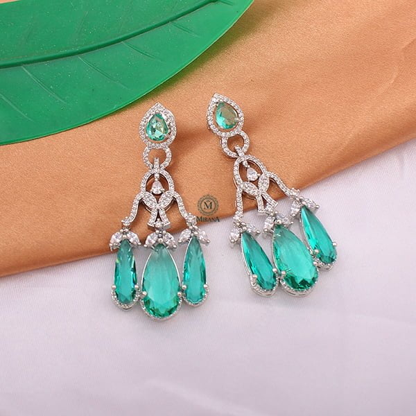 Tipsy Bottle Green Cocktail CZ Earrings