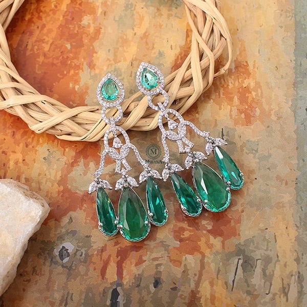 Tipsy Bottle Green Cocktail CZ Earrings