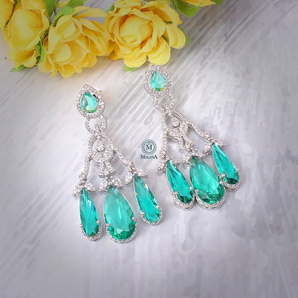 Tipsy Bottle Green Cocktail CZ Earrings