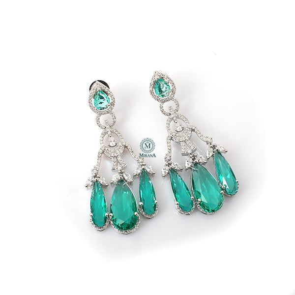 Tipsy Bottle Green Cocktail CZ Earrings