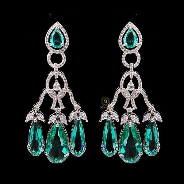 Tipsy Bottle Green Cocktail CZ Earrings