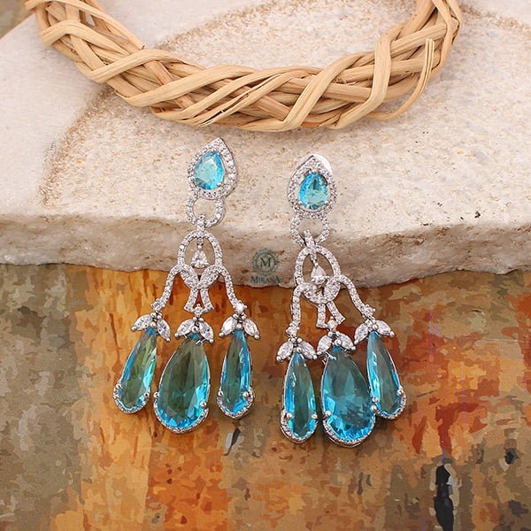 Tipsy Swiss Blue Cocktail CZ Earrings