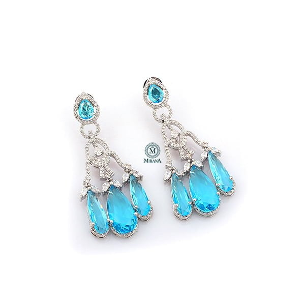 Tipsy Swiss Blue Cocktail CZ Earrings