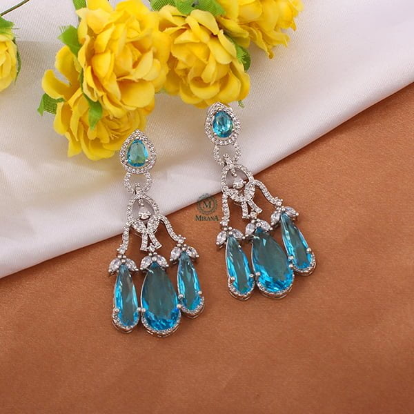 Tipsy Swiss Blue Cocktail CZ Earrings