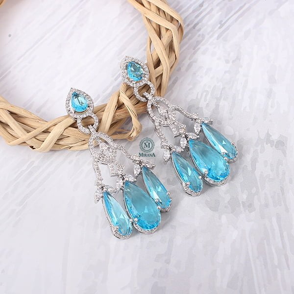 Tipsy Swiss Blue Cocktail CZ Earrings