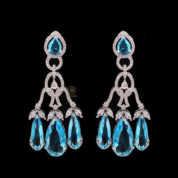 Tipsy Swiss Blue Cocktail CZ Earrings