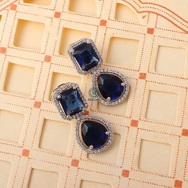 Selena Sapphire Blue CZ Designer Earrings