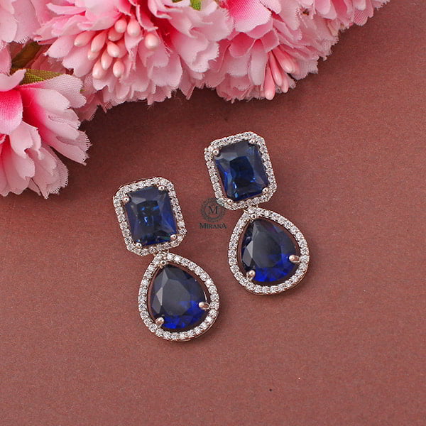 Selena Sapphire Blue CZ Designer Earrings