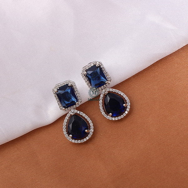 Selena Sapphire Blue CZ Designer Earrings