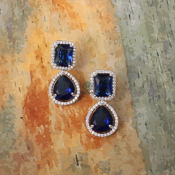 Selena Sapphire Blue CZ Designer Earrings