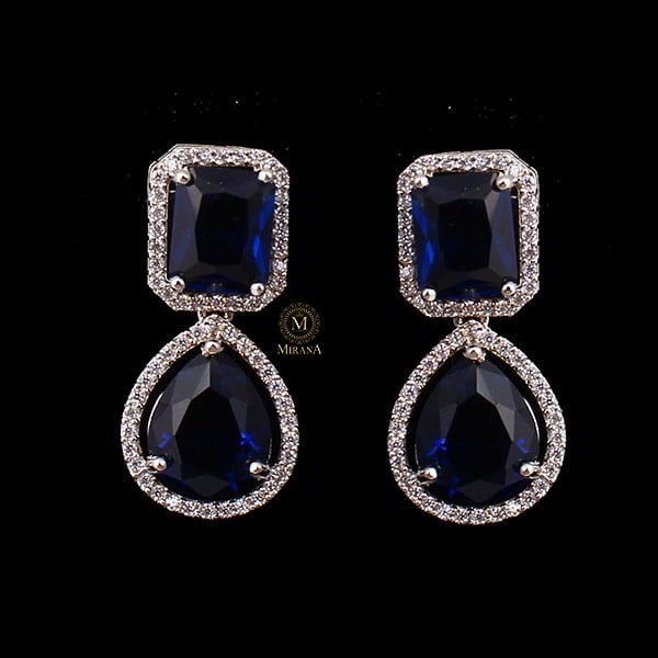 Selena Sapphire Blue CZ Designer Earrings