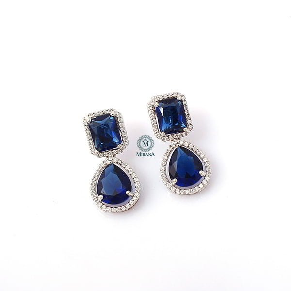 Selena Sapphire Blue CZ Designer Earrings