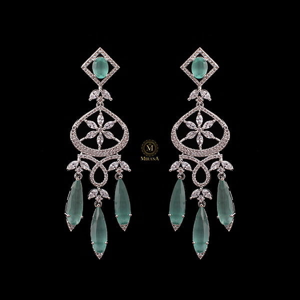 Hanna Pastel Green CZ Designer Earrings