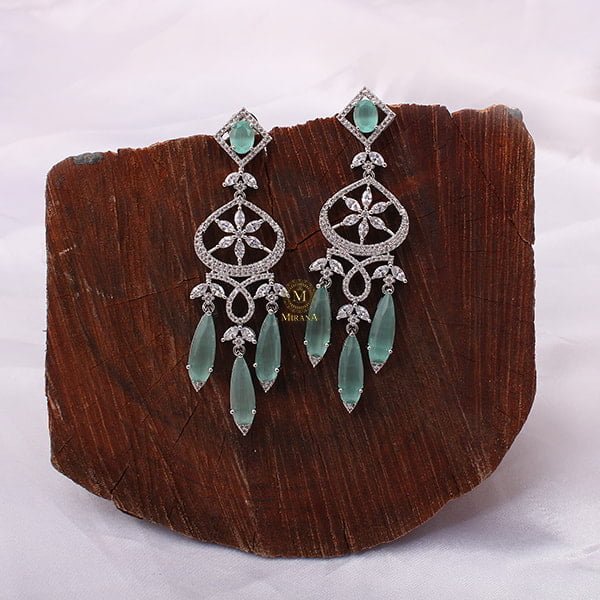 Hanna Pastel Green CZ Designer Earrings