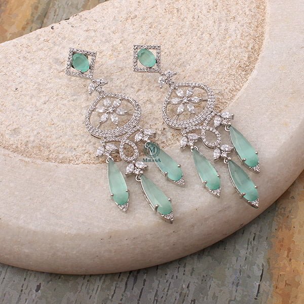 Hanna Pastel Green CZ Designer Earrings